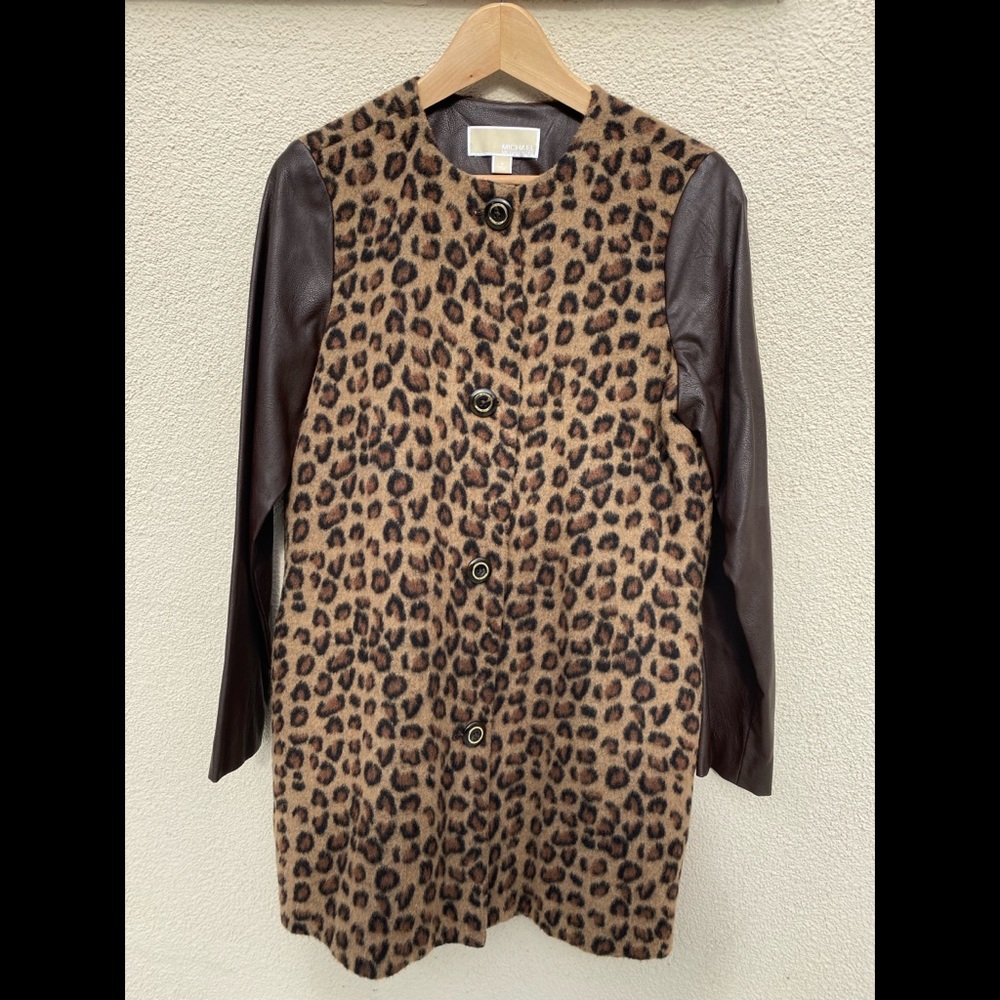 Michael Kors faux leopard coat